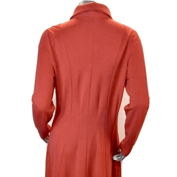 Tailored Maxi Swing Dress Orange & Gold Zipper Long Sleeves Pockets Set of 2 - Picture 5 of 10
